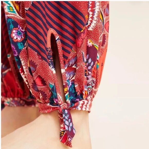 Anthropologie Surat Harem Joggers Pants Floral Geometric Red Purple HTF Medium - Picture 6 of 13